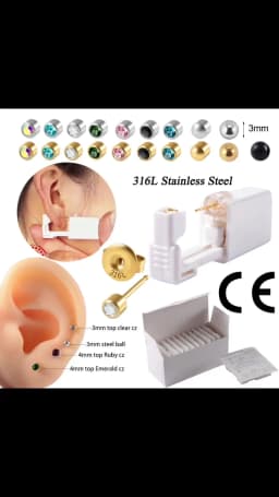 24pcs/Box Disposable Ear Piercing Gun Safe Ball Clasps Mini Daisy Crown Earring Piercer Machine Tool For Adult Kids Wholesale