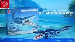 805PCS Blue Dinosaur Building Blocks Toys Model Mosasaurus Dinosaur Assemble Puzzle Bricks Toy Sets For Kid Ornament Gifts