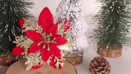5/10pcs Christmas Flowers Christmas Tree Decorations for Home Fake Glitter Artifical Flowers Xmas Ornaments New Year Decorations