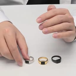 Luxury Designs Black Gemstone Geometric Ring Minimalist Style Titanium Steel Finger Ring For Women Trendy Jewelry Christmas Gift