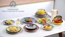 Vancasso 12/16/18/24 Piece Ceramic Dinnerware Set Stoneware Bohemian Style with Dinner/Dessert Plate/Cereal/Pasta Bowl For 6
