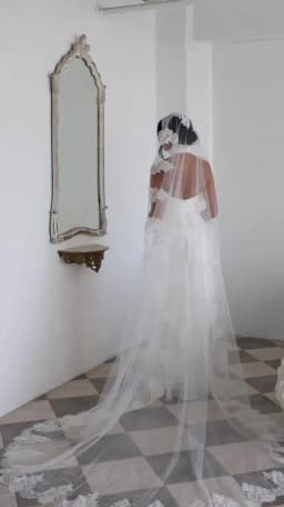 Elegant Cathedral Length Mantilla Wedding Veil Soft Lace Edge Single Tier Long Bridal Veil with Comb Wedding Accessories VP86