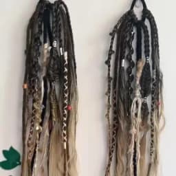 24 Inch Synthetic Boho Dread Ponytail Clip In Viking Braid With Shell Charm Beads Hair Extensions For Women