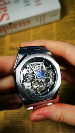 Forsining Silver Automatic Watch Men 3D Diamond Dial Irregular Tourbillon Skeleton Mechanical Wristwatches Luminous Hands Clock