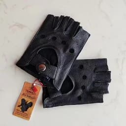 Thin Men's Deer Skin Half Finger Gloves, Single-Layer Outdoor Cycling Driving Leather Gloves