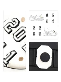 1 Piece Charms Decorations Numbers 0 To 9 Shoe Accessories Black White Pvc Ornament Pins Friend's Holiday Party Gift