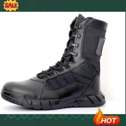 Leather Lightweight Man Tactical Boots Combat Boots Anti-Collision Training Lace Up Waterproof Outdoor Hiking Breathable Shoe