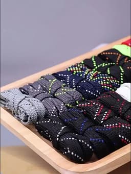 1Pair Mixed Color Shoe Laces Black and White Stripe Double Flat Shoelaces Sneakers Casual Shoes Shoelace