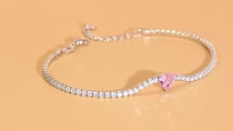 QooLady 925 Sterling Silver Tennis Chain Bracelets for Women Love Heart Pink Cubic Zircon Party Valentine Day Jewelry Gift SB017