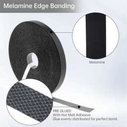 Pre-glued Veneer Edging 3/4 inch Black Melamine Edge Banding for Plywood Table / Cabinet