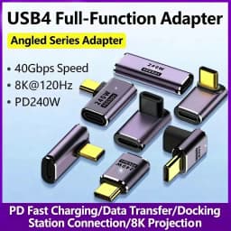 NNBILI 1/5PCS PD 240W USB C 180° Adapter U Shape Type C Male to Female 40Gbps Connector for Thunderbolt MacBook Laptop Tablet