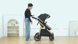 3 in 1 Baby Stroller Fold Pram Carriage Newborn Infant Stroller High Landscape Aluminum Frame Luxurious Portable for Travel Multi-functional Cart Can Sit Reclining easy Folding Strollers