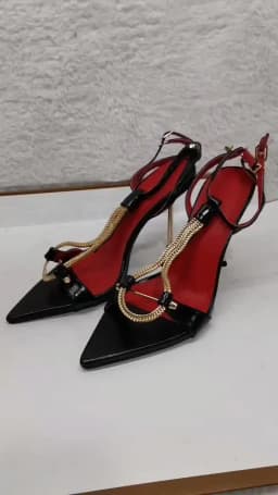 Newest Black Nude Open Toe Metal Studded Nail 10 CM Thin Heel Party Sandals Women Summer T Ankle Strap Hollow Sexy Shoes Size 33