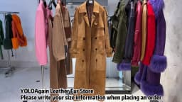 YOLOAgain Double Breasted Suede Jacket Coat Women Real Leather Trench Coat