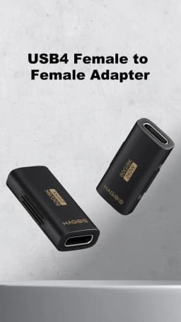 Hagibis USB C Female to USB C Female Adapter 80Gbps 240W USB4 Dual Female Extension Cable Converter for Thunderbolt 5/4 Laptop