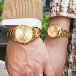 OLEVS Couple Watch Luxury Gold Diamond Dual Calendar Waterproof Watch Fashion Brand Quartz Appointment Clock Couple Watch 5563