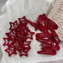 10 Pcs New Red Star Snap Clip for Girl Waterdrop Barrettes Black Hairpin Women Silver Hair Clip Accessories Kawaii BB Clip