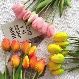 5pcs/Bouquet New Silicone Tulip Artificial Flower 40cm Real Touch Fake Plant B For Wedding Decoration Home Garen Acceeeories