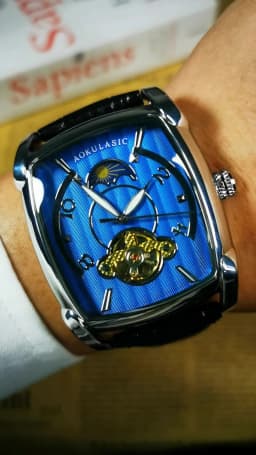 Tonneau Moon Phase Automatic Watch for Men Luxury Brand Tourbillon Skeleton Mechanical Watches Leather Belt Luminous Hands Clock