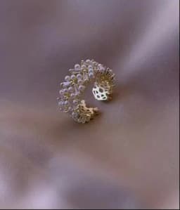 High Quality Pearl Zircon Gold Color Rings For Woman 2025 New Fashion Korean Jewelry Luxury Party Adjustable Unusual Girl's Ring