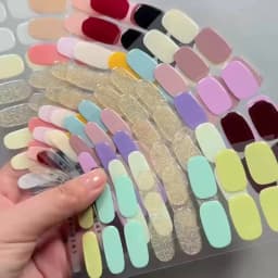 16Tips Solid Color & Glitter Semi Cured Gel Nail Strips Self-Adhesive Baking Free Elegant Gel Nail Sticker Full Coverage Decals