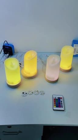 Dimmable Wooden USB Switch Desktop Decorative Lights Colorful Gradient Remote Control Light Base Display Light Support Ornament