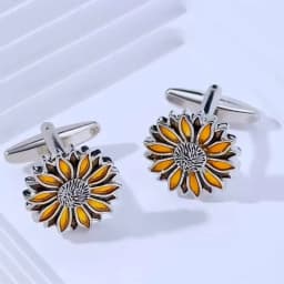 New Arrival Sunflower Cuff Links Sun Flower Mens Cufflinks Jewerly Gift Wedding Birthday Anniversary Father's Day