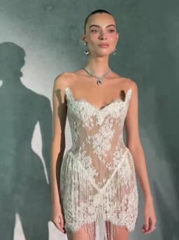 Rebecca Customized Sexy Sleeveless Tassel Wedding Dresses White Lace Appliques Vestidos De Novia Slim-Fit Mini After Party 2026