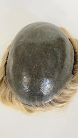 Knotted Skin Human Hair Prosthesis For Men Full Poly PU Toupee Ombre Platinum Male Hair Prosthesis Natural Hair System For Men