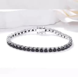 100% Real S925 Sterling Silver Plated 18K Gold 5A Grade Zircon Black Tennis Bracelet for Men and Women Fashion Exquisite Jewelry