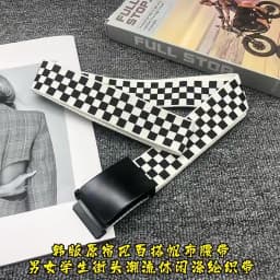 Classic Black and White Checkered Canvas Belt Men and Women Universal Fashion Versatile Student Sport Accessories Versatile Belt