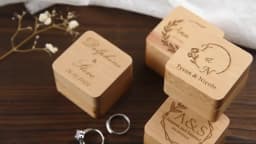 Personalized Natural Wood Ring Box Jewelry Ring Proposal Engagement Wedding Organizer Golden Marriage Lover Anniversary Gift