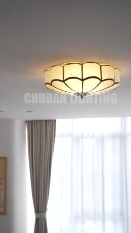 Retro Copper Ceiling Light LED Round Glass Lamp Nordic Bedroom Room Lighting Living Room Study Staircase Entrance Balcony Light