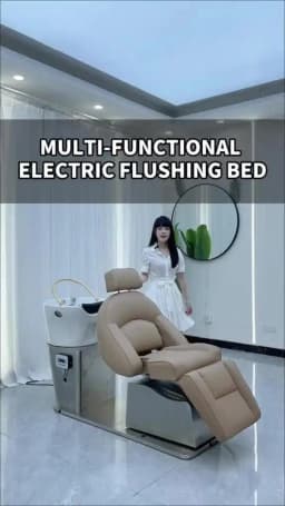 Motorized Semi Recline Hair Shampoo Bed Ceramic Basin Professional for Commercial Hair Salon Barbershop