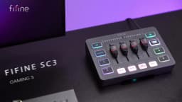 FIFINE USB Gaming Mixer With XLR Microphone Interface,48V Phantom Power,RGB, Sound Card for Podcasting Streaming AmpliGame SC3