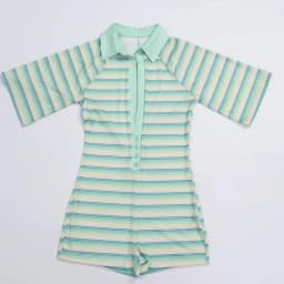Striped print POLP collar short sleeved deep V-button decoration slim fit jumpsuit shorts