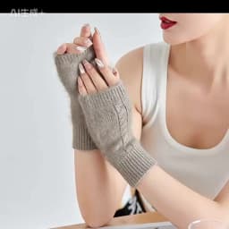 Mink Cashmere Autumn Winter Gloves Cable Seamless Comfy Fingerless Warm Racoon Wool Mitten Thumb Hole Mitts Female Lovely