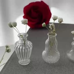 1Pc 1:12 Dollhouse Miniature Vase Glass Candy Jar Simulation Candy Bottle Flower Plant Vases Model Doll House Decor Toy