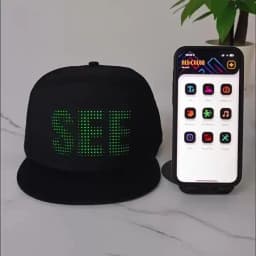 LED Hat Light Display Screen DIY Smart Pixel Matrix Baseball Hat Rechargeable Bluetooth APP Control Hip Hop Street Party Decor