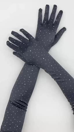 Women 55cm Satin Flash Drill Shiny Long Gloves Retro Campus Dance Party Wedding Bride Stage Performance Opera