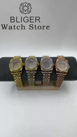 BLIGER 31mm NH05 NH06 Watch Case Fluted Curved Silver Gold Rose Gold Jubilee For Ladies Watch Date Sapphire Glass Waterproof
