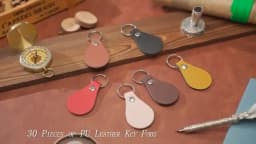 20pcs/set Leather Key Fob Kit DIY Craft PU Blank with Rivets&Key Ring for Laser Engraving Keychain