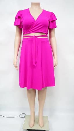 Wmstar 2 Two Piece Women Clothes V Neck Mini Skirts Sets with Pockets New in Summer Matching Outfits Wholesale Dropshipping