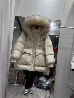 Lagabogy 2025 Winter Women's Medium-Length White Duck Down Jacket Female Thick Waist-Fitted Puffer Coat Large Real Raccoon Fur