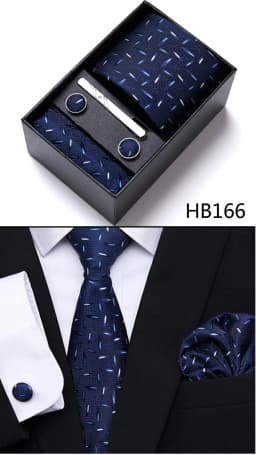 Top Grade Holiday Gift Box 7.5 CM Green Print Tie Pocket Squares Cufflink Set Gravatas Man Suit Accessories Fit Formal Party