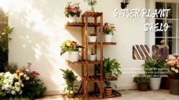 Wood Flower Planter Pot Stand Display Rack for Indoor Outdoor Garden Yard Storage Shelf