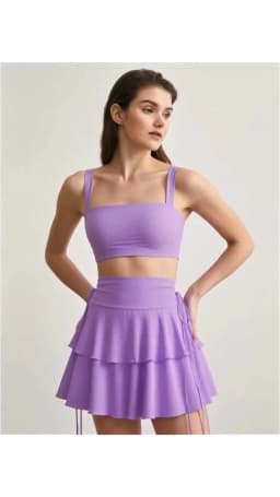 2025 New Women's A-line MiNi Half Length Skirt Fashionable Elegant Versatile Sexy Ruffle Edge Fake Drawstring Ultra Short Skirt
