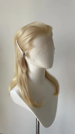 16Inch Light Blonde Mullet Wig Shoulder Length Glueless Wig with Hand Tied Lace Front Heat Resistant Fiber for Women Cosplay Dai