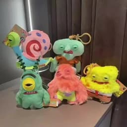 2026  Original Fuggler Spongebob and Patrick Keychain Plush Toys Funny Ugly Teeth Monsters Stuffed Animal Doll Collectible Kids