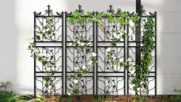 2x Tall Thick Metal Garden Trellis Bird Leaf Grid Panel Support Climbing Trellis